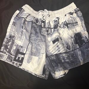 Cityscape Print Men's Athletic Shorts